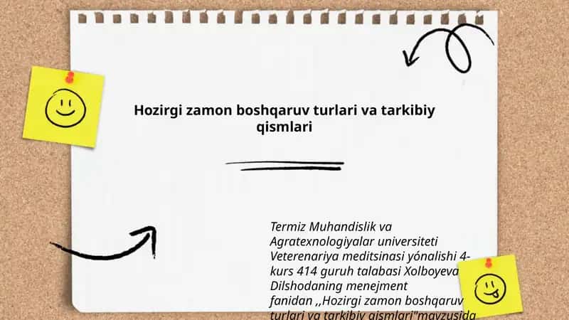 Hozirgi zamon boshqaruv turlari va tarkibiy qismlari