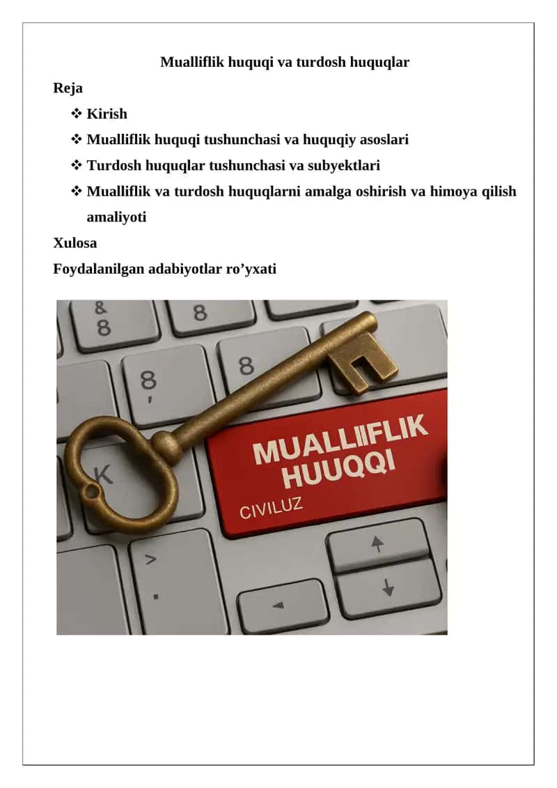 Mualliflik huquqi va turdosh huquqlar