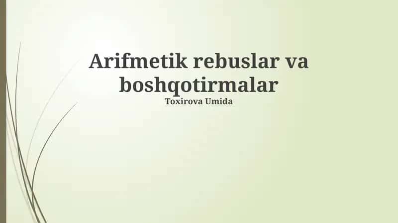 Arifmetik rebuslar va boshqotirmalar