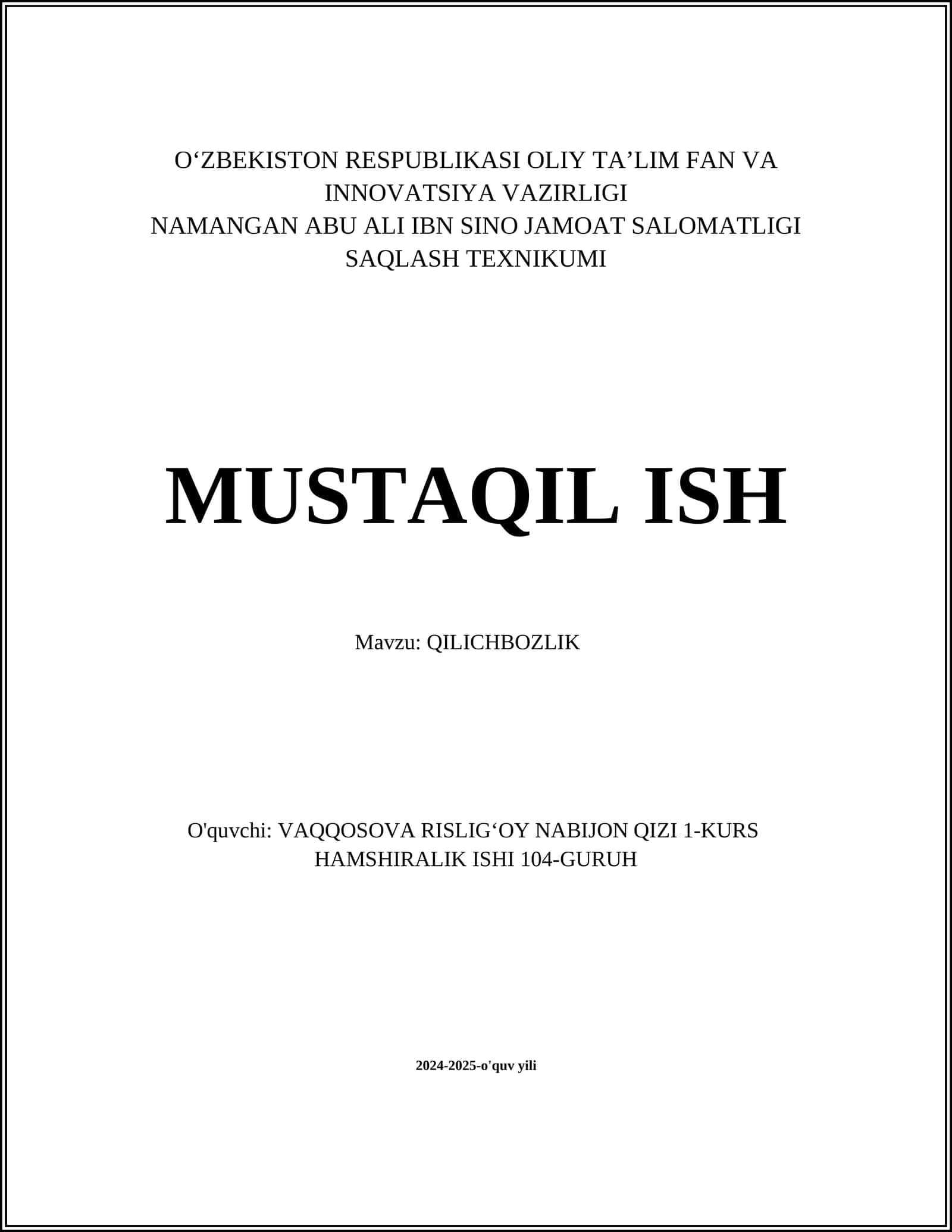 QILICHBOZLIK