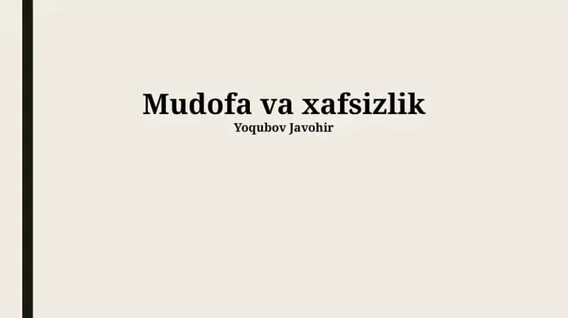 Mudofa va xafsizlik