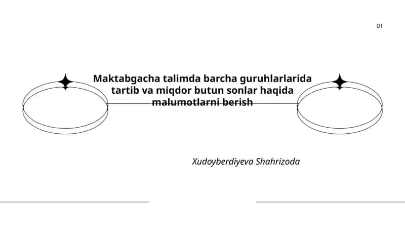 Maktabgacha talimda barcha guruhlarlarida tartib va miqdor butun sonlar haqida malumotlarni berish
