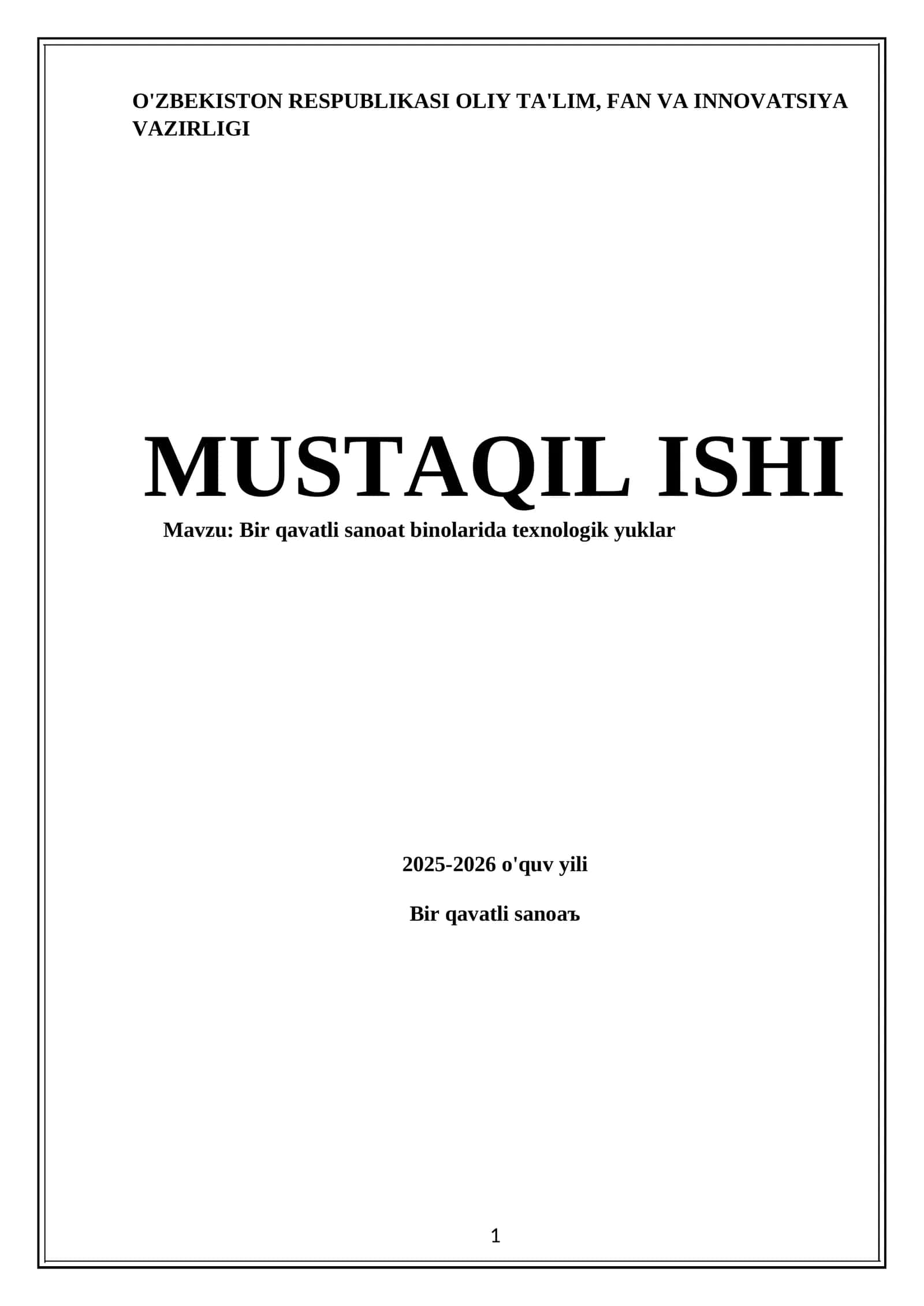 Bir qavatli sanoat binolarida texnologik yuklar