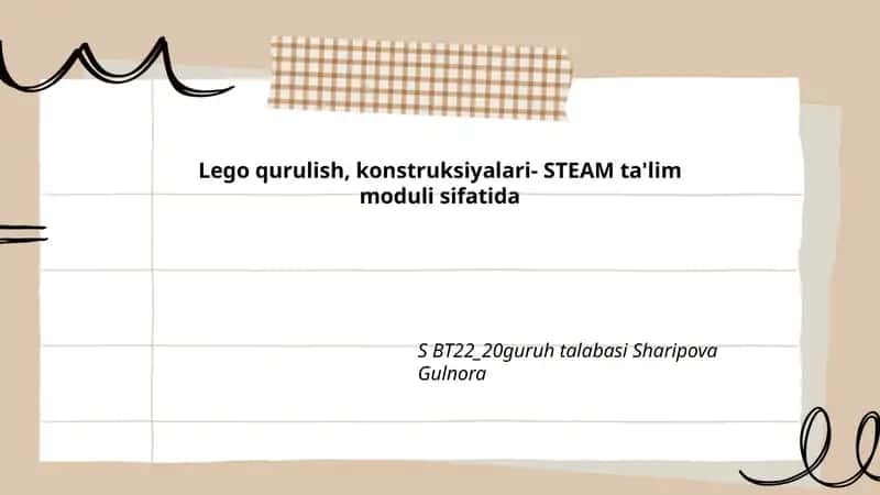 Lego qurulish, konstruksiyalari- STEAM ta'lim moduli