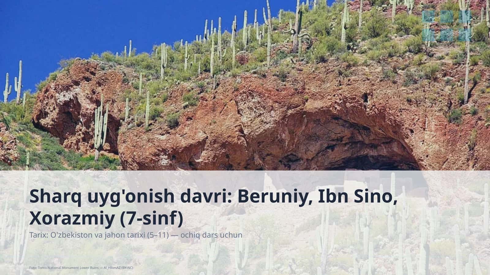 Sharq uyg'onish davri: Beruniy, Ibn Sino, Xorazmiy (7-sinf)