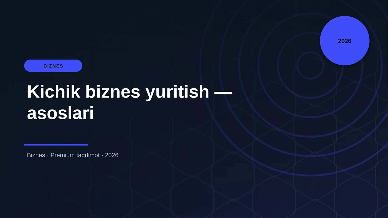 Kichik biznes yuritish — asoslari