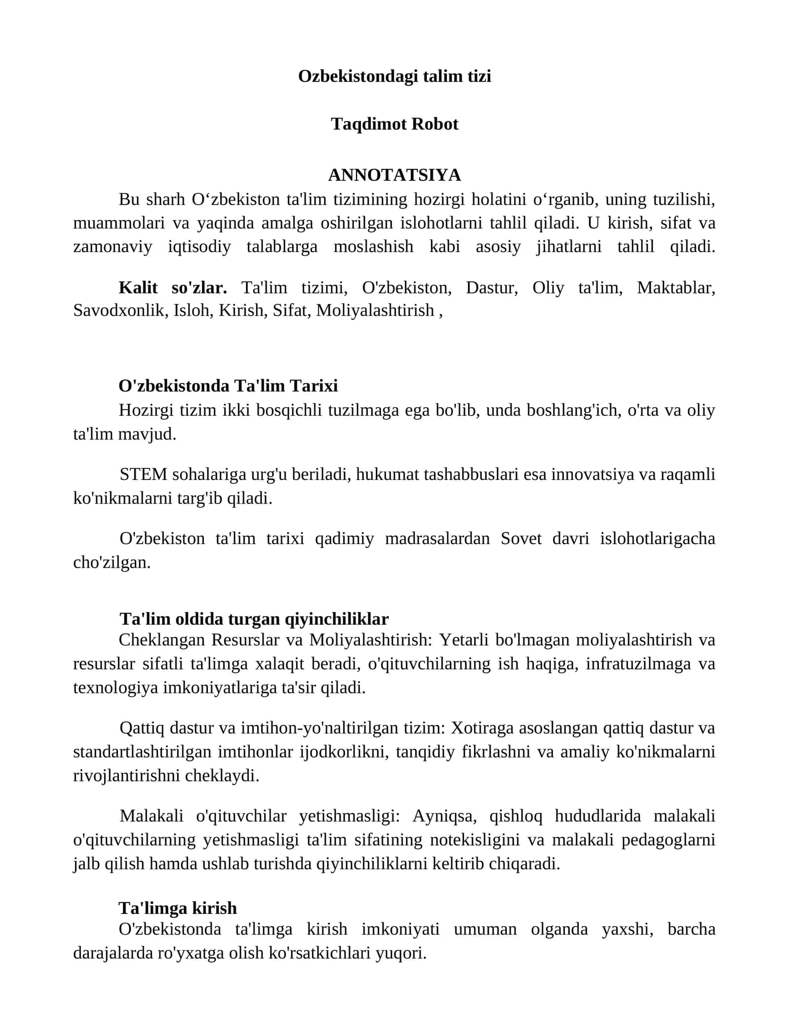Ta'lim Tizimi
