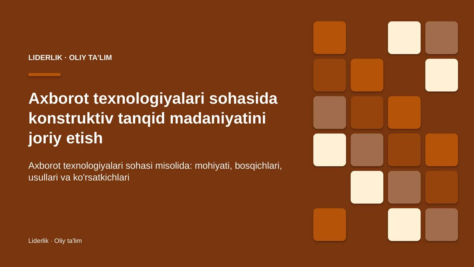 Konstruktiv tanqid madaniyatini joriy etish: mohiyati