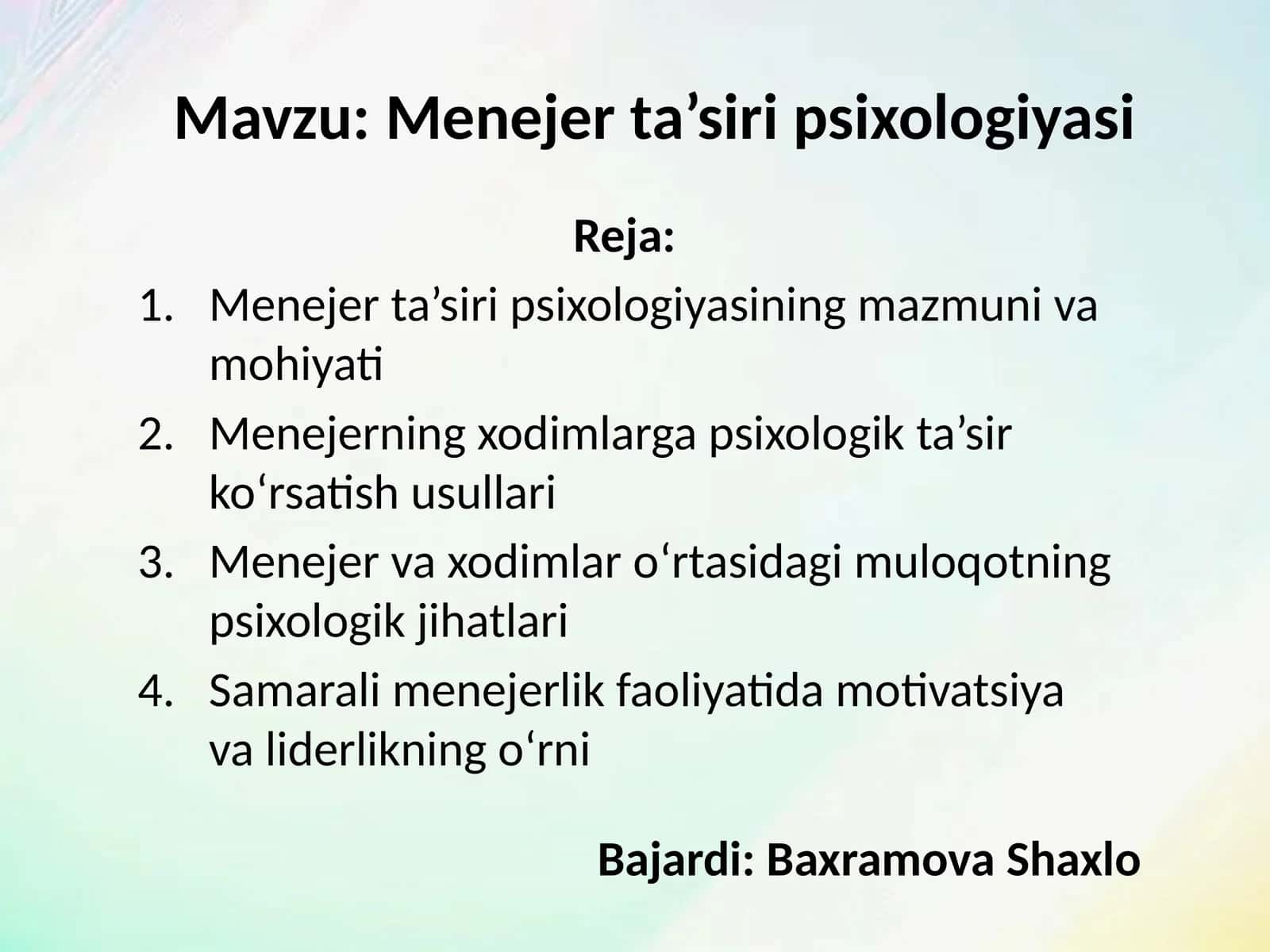Menejer ta’siri psixologiyasi