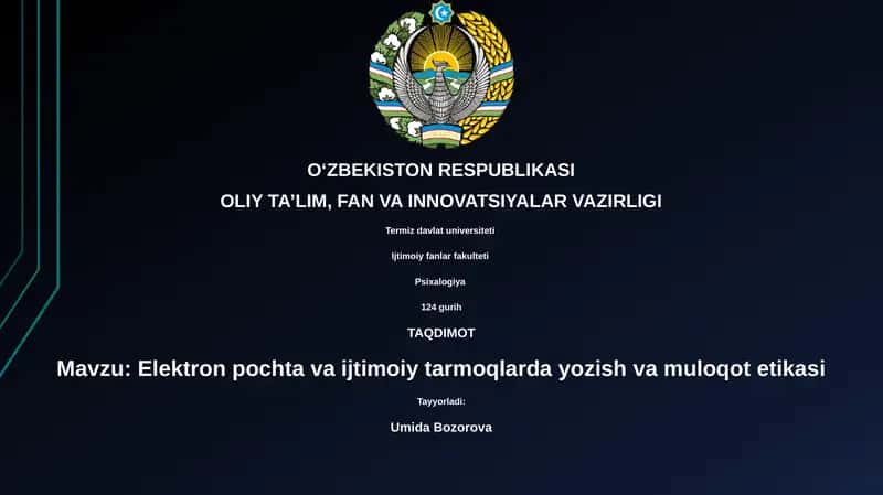 Elektron pochta va ijtimoiy tarmoqlarda yozish va muloqot etikasi