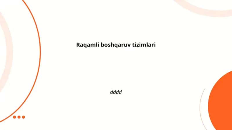 Raqamli boshqaruv tizimlari
