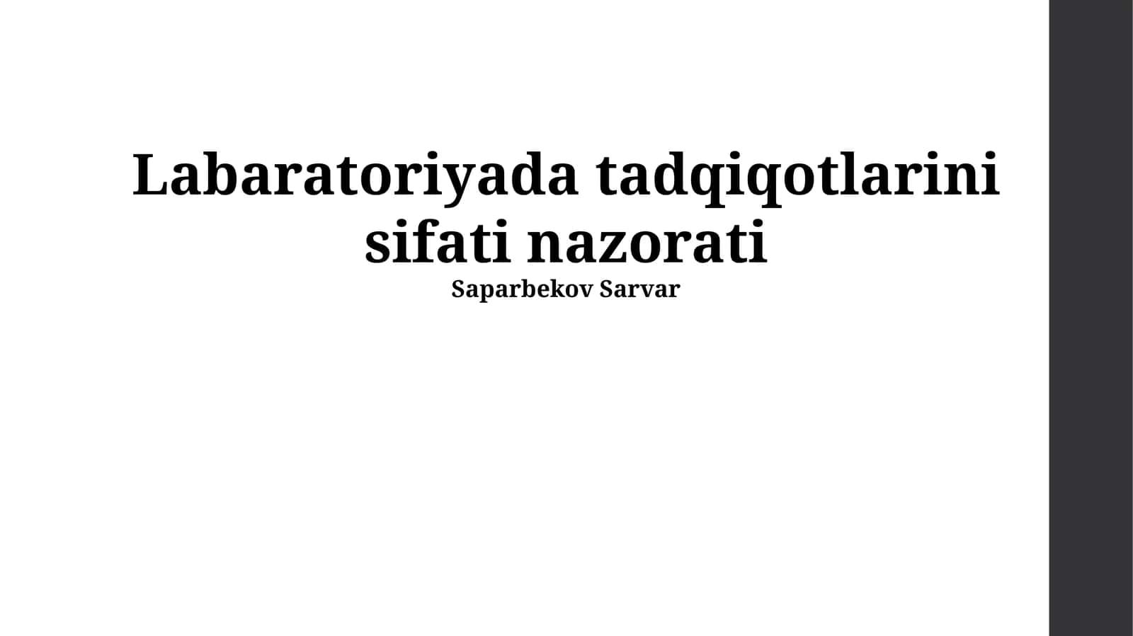 Laboratoriya Tadqiqotlarining Sifat Nazorati Tizimlari