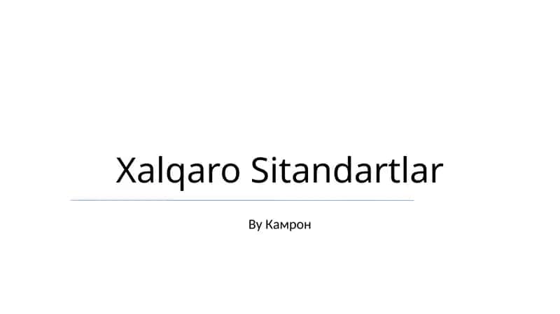 Xalqaro Sitandartlar