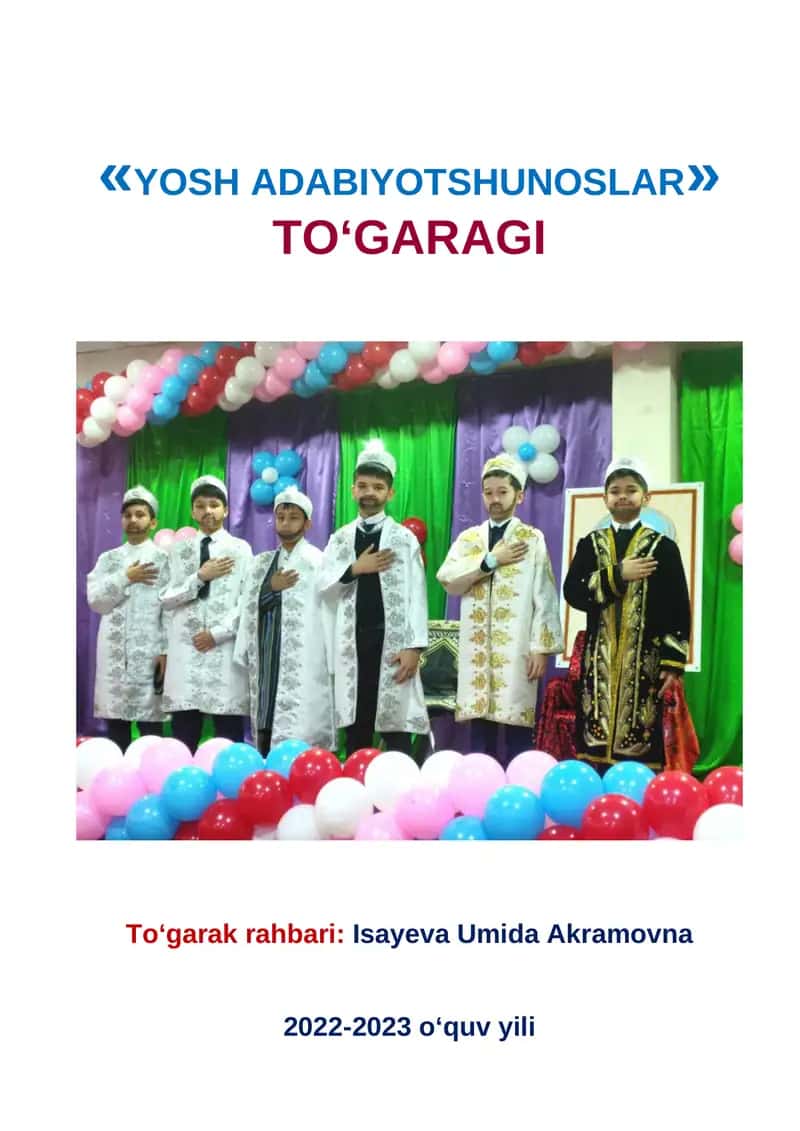 YOSH ADABIYOTSHUNOSLAR TO‘GARAGI