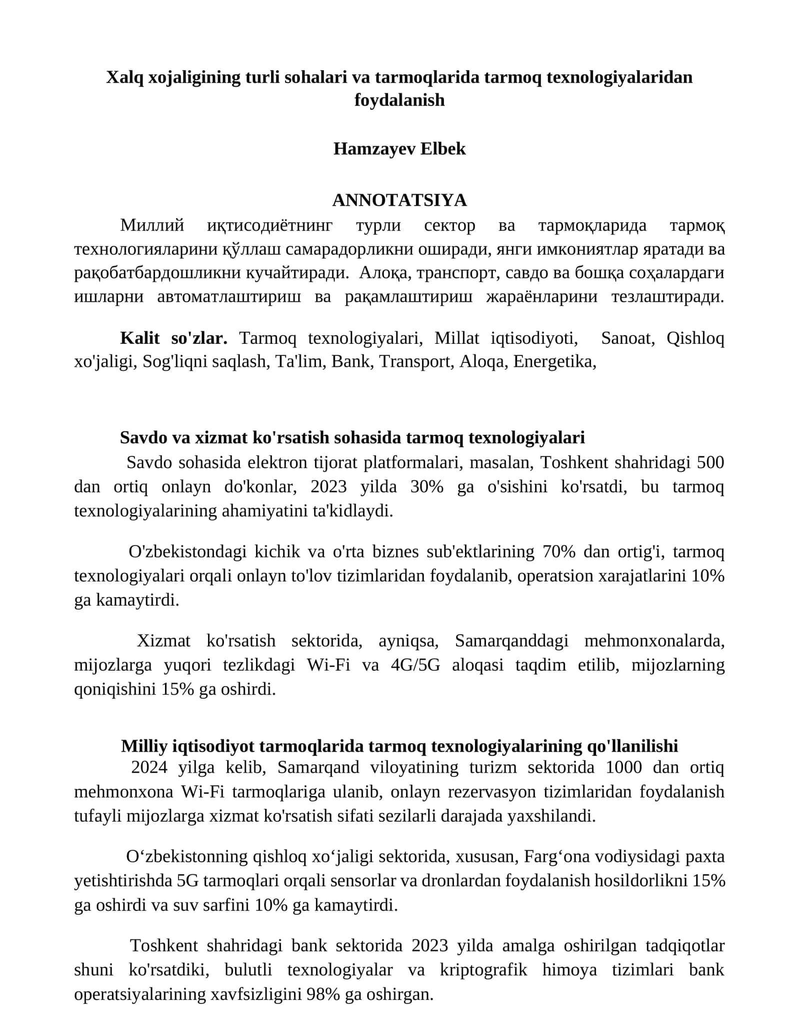 Tarmoq texnologiyalari