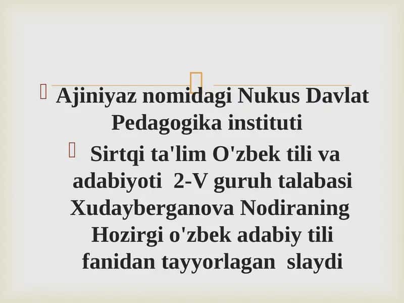 O`ZBEK ADABIY TILINING ME`YORLARI