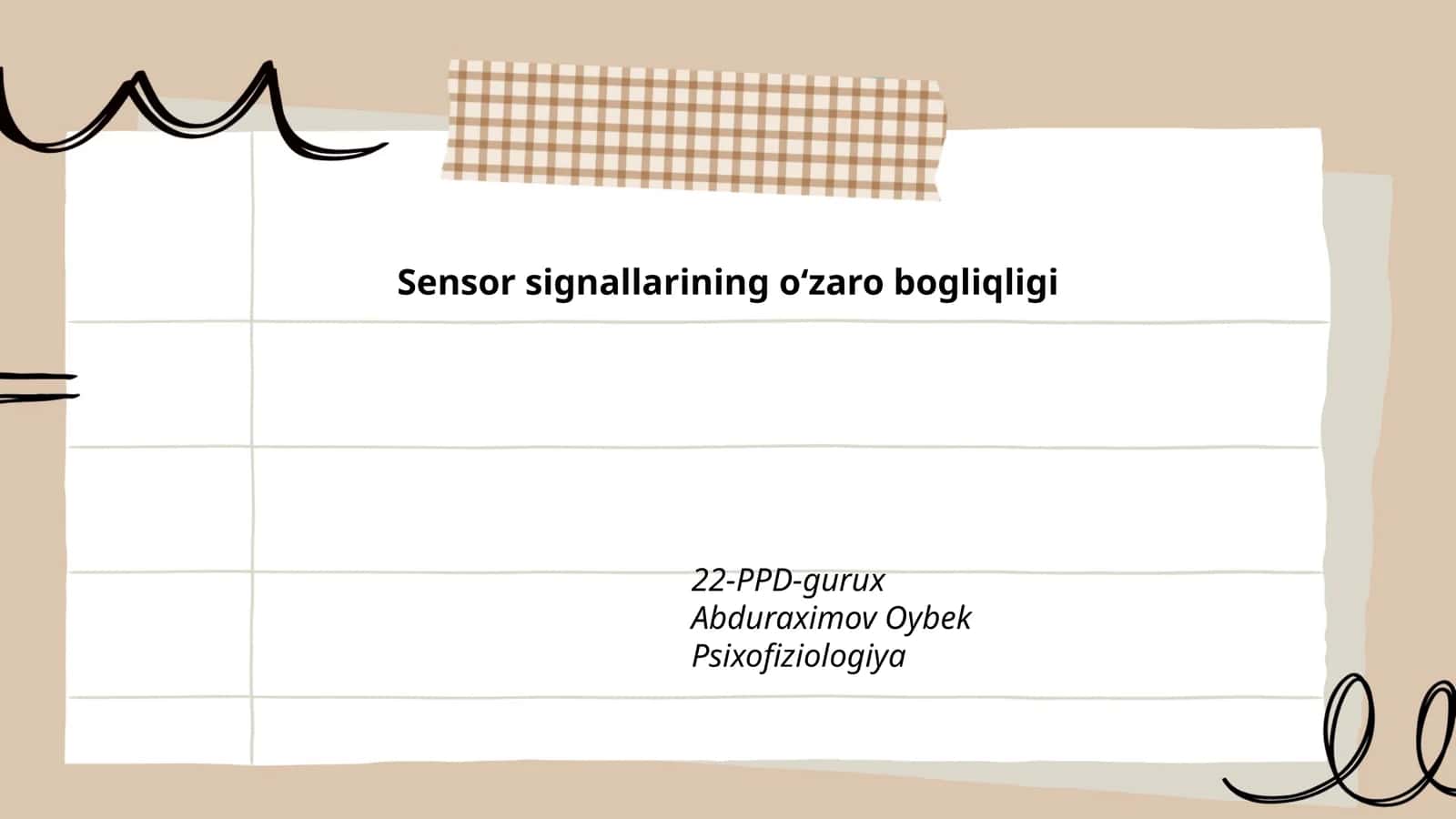 Sensor signallarining oʻzaro bogliqligi