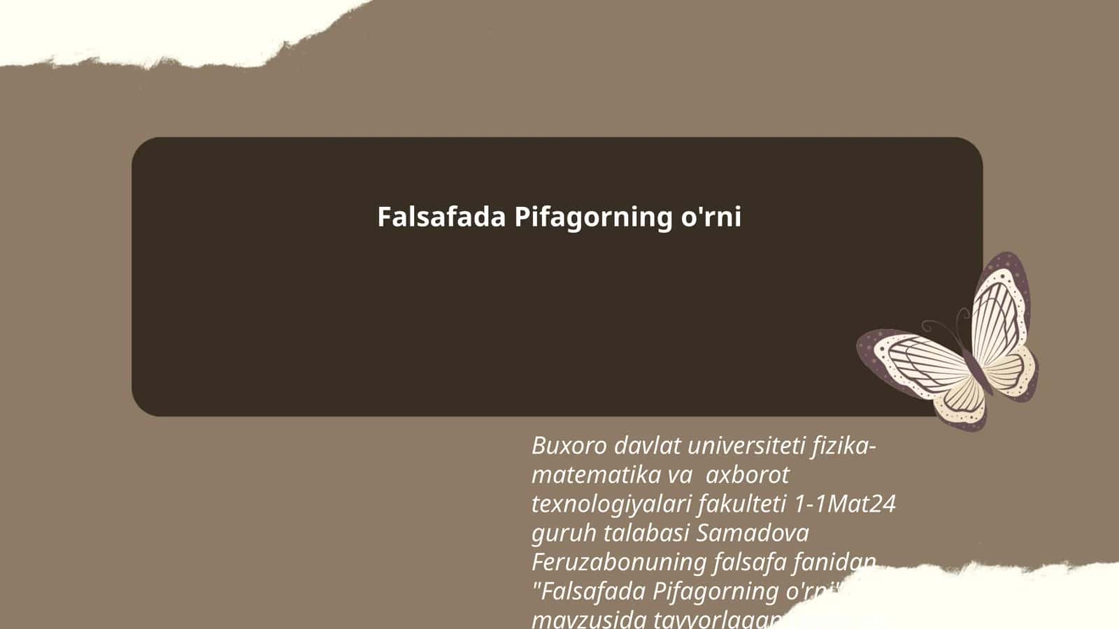 Falsafada Pifagorning o'rni