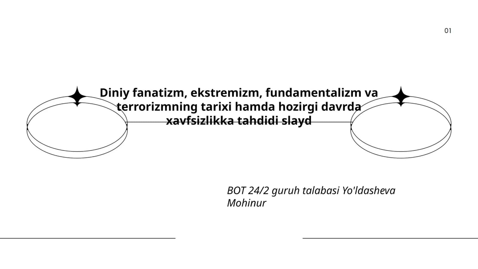 Diniy fanatizm, ekstremizm, fundamentalizm va terrorizmning tarixi hamda hozirgi davrda xavfsizlikka tahdidi slayd
