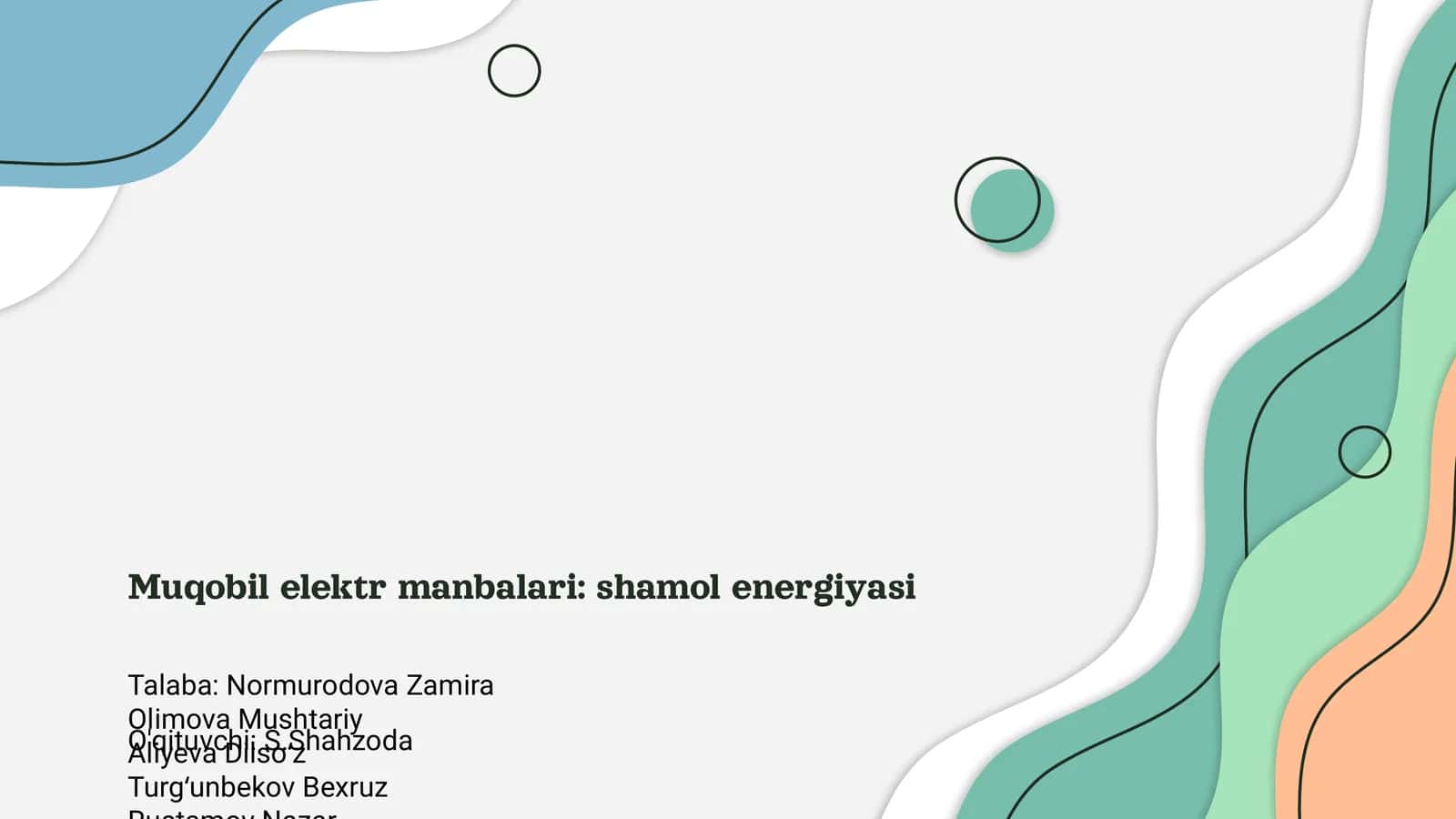Muqobil elektr manbalari: shamol energiyasi