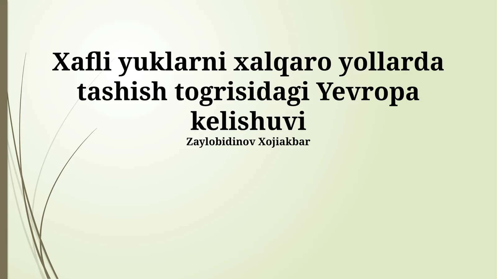 Xavfli Yuklarni Avtomobil Yo'llari Orqali Xalqaro Tashiish To'g'risidagi Yevropa Bitimi