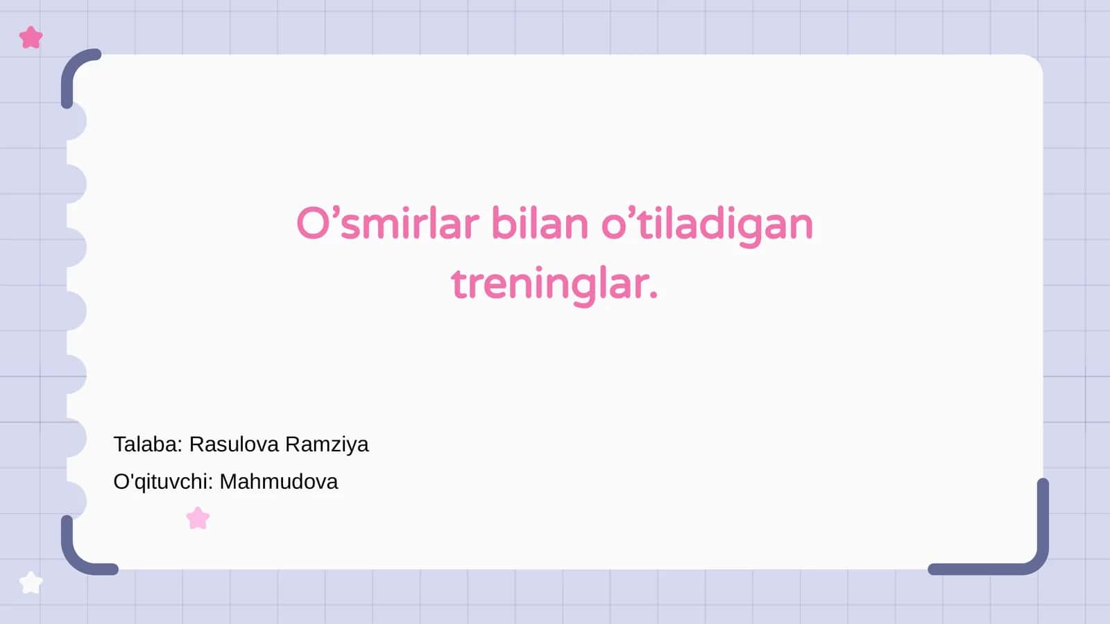 O’smirlar bilan o'tiladigan treninglar