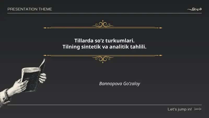 Reja: So'z turkumlari tushunchasi va tasnifi