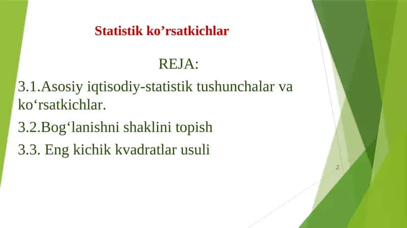 Statistik ko’rsatkichlar