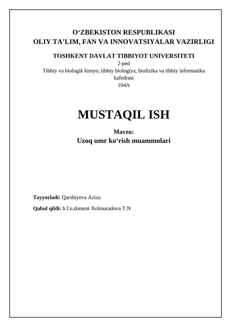 Uzoq Umrdagi Ko'rish Muammolari