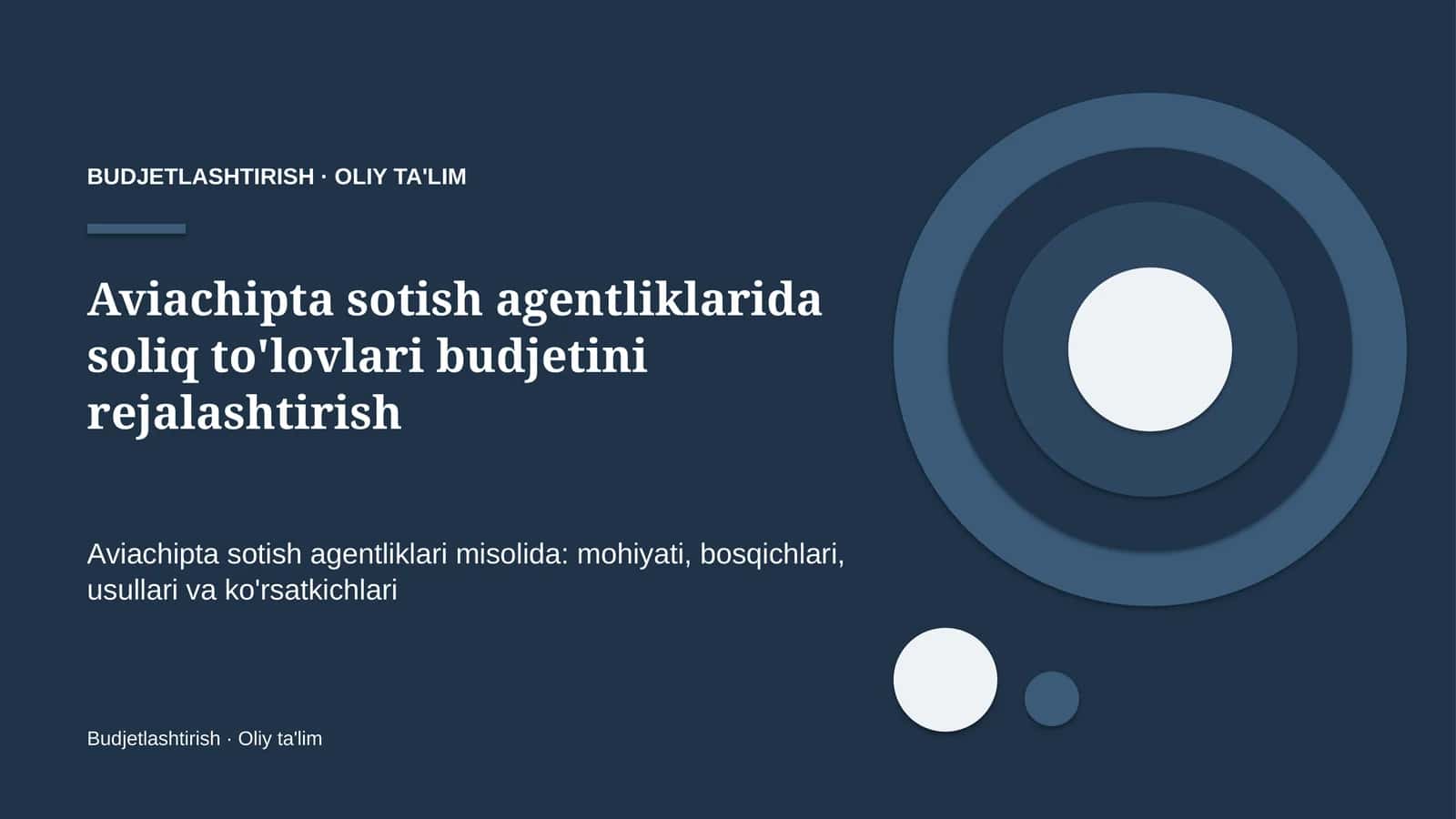 Aviachipta sotish agentliklarida soliq to'lovlari budjetini rejalashtirish