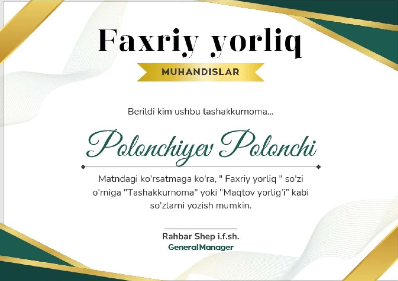 Faxriy yorliq