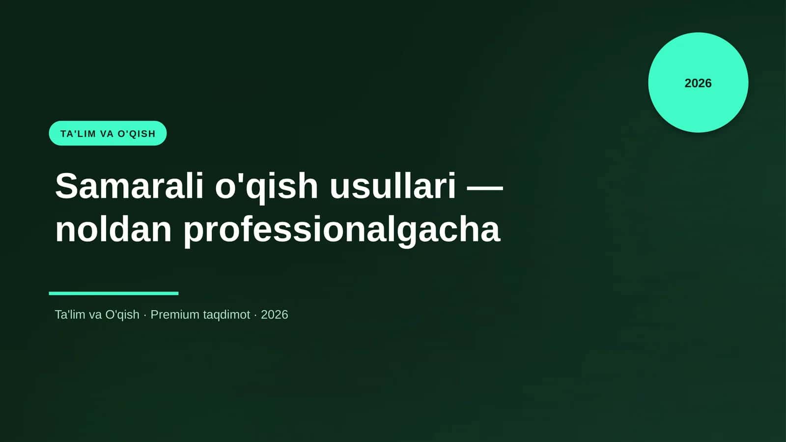 Samarali o'qish usullari — noldan professionalgacha