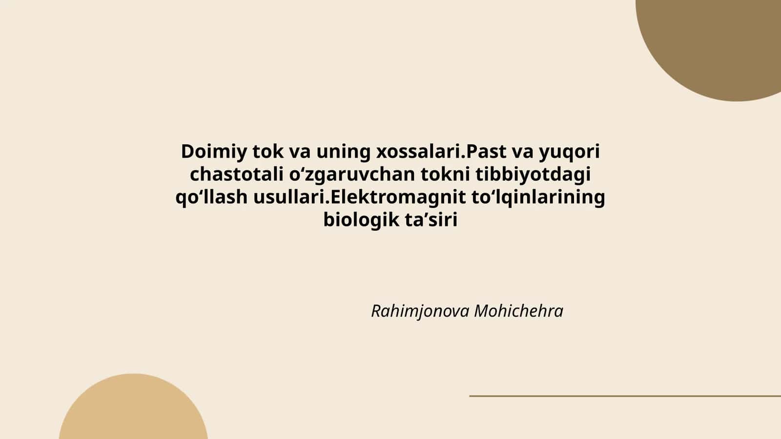 Doimiy tok va uning xossalari