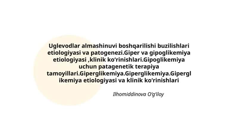 Uglevodlar almashinuvi boshqarilishi