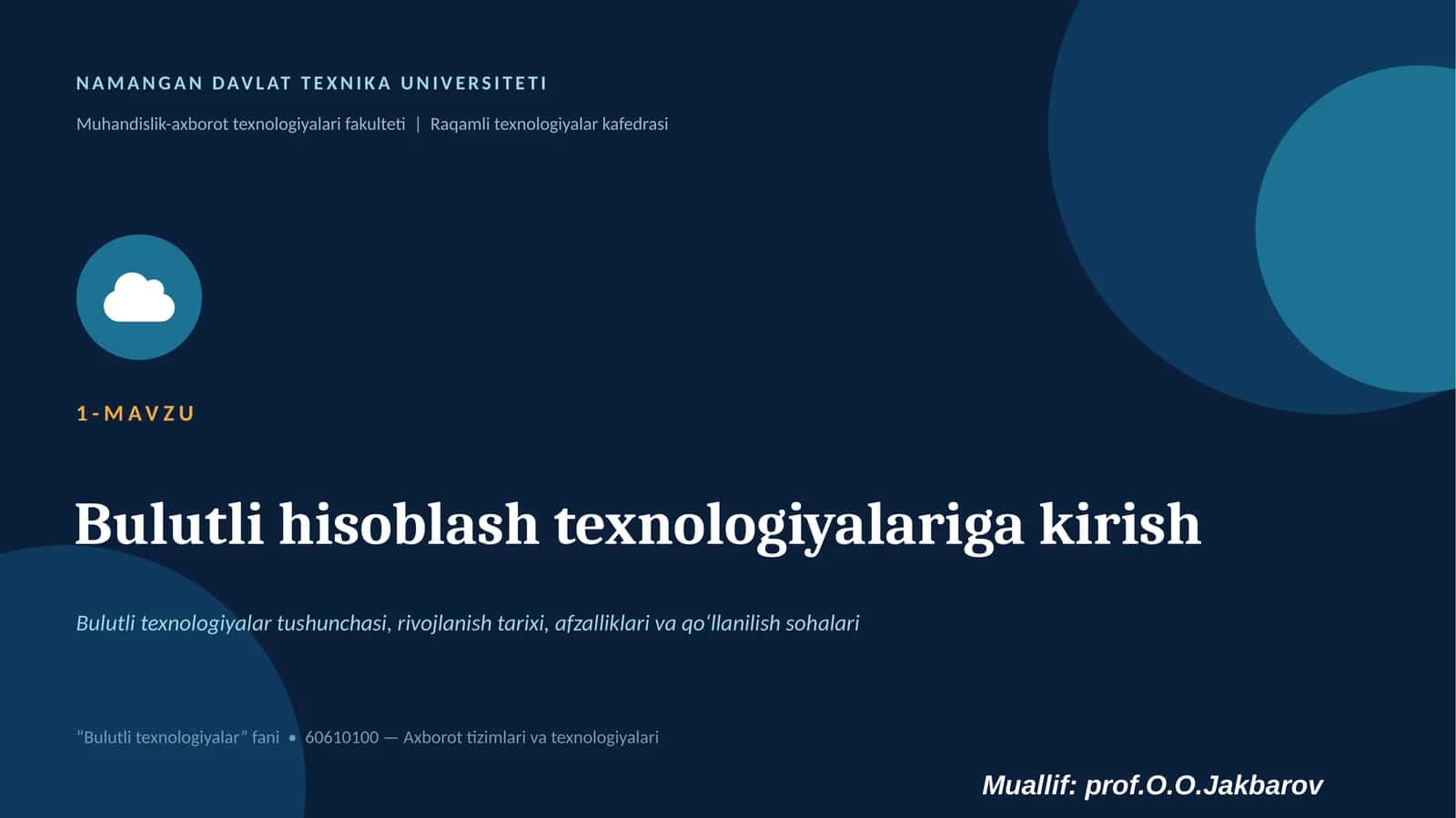 Bulutli hisoblash texnologiyalariga kirish