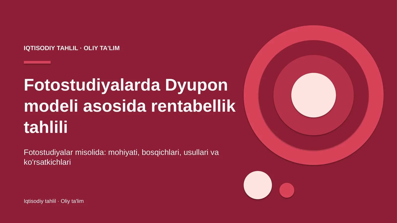 Fotostudiyalarda Dyupon modeli asosida rentabellik tahlili