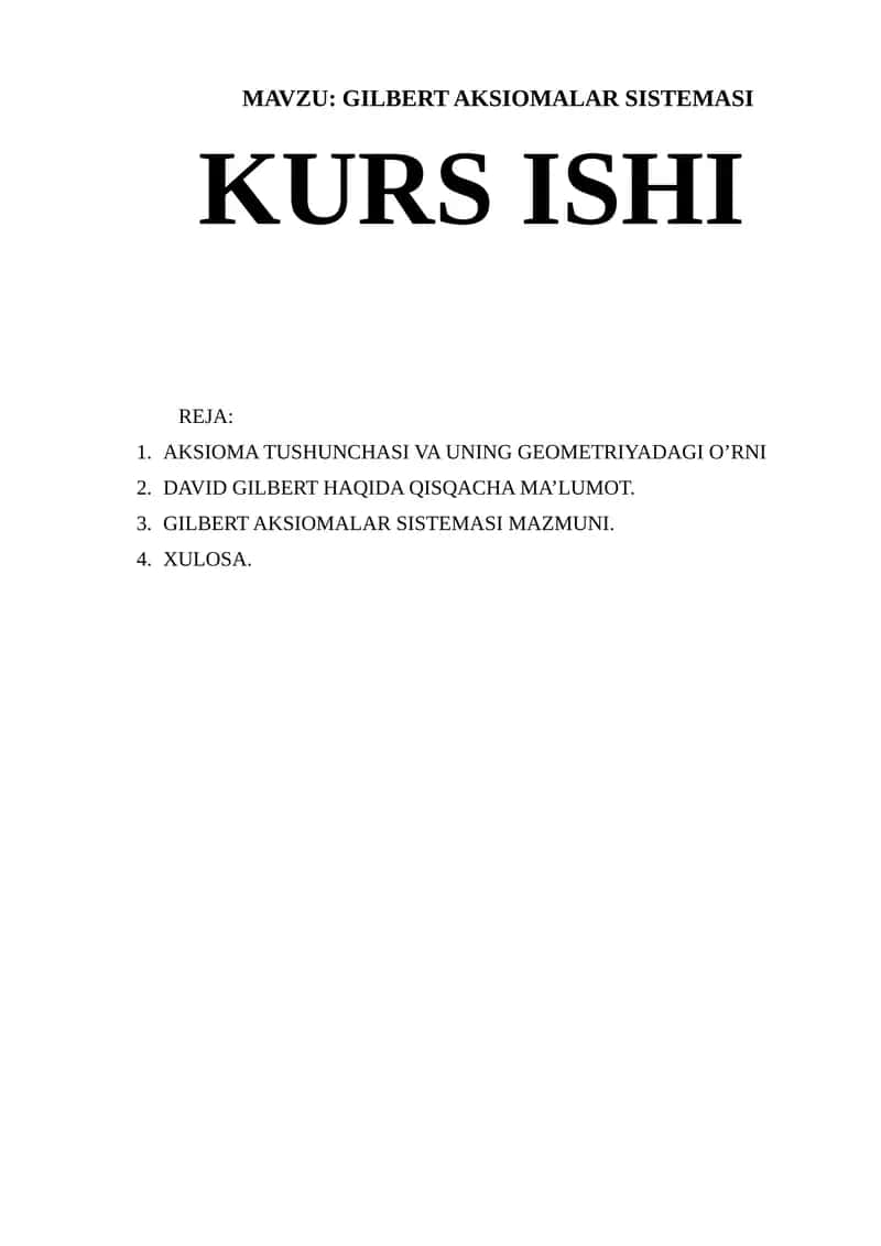 GILBERT AKSIOMALAR SISTEMASI