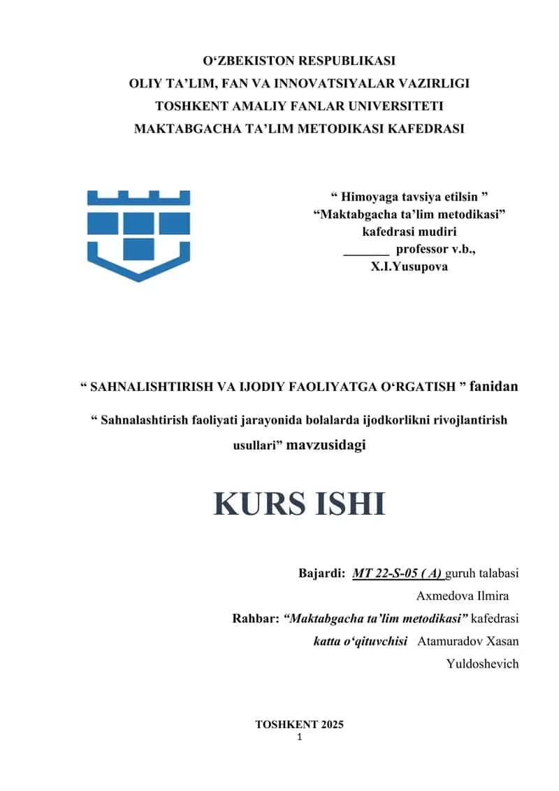 Sahnalashtirish faoliyati jarayonida bolalarda ijodkorlikni rivojlantirish usullari.