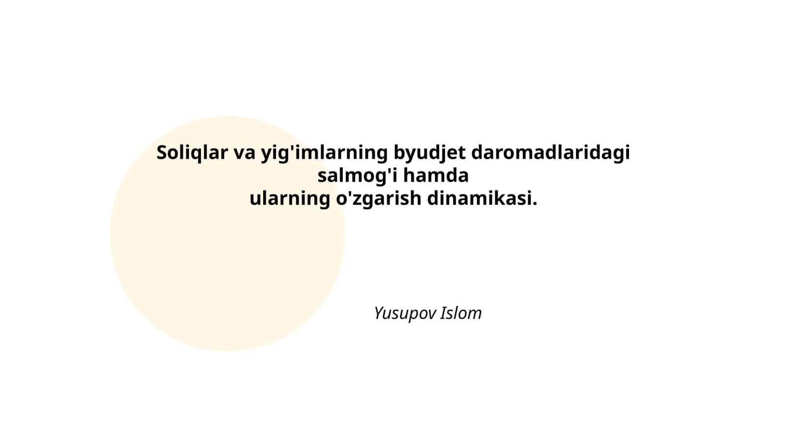 Soliqlar va yig'imlarning byudjet daromadlaridagi salmog'i hamda ularning o'zgarish dinamikasi