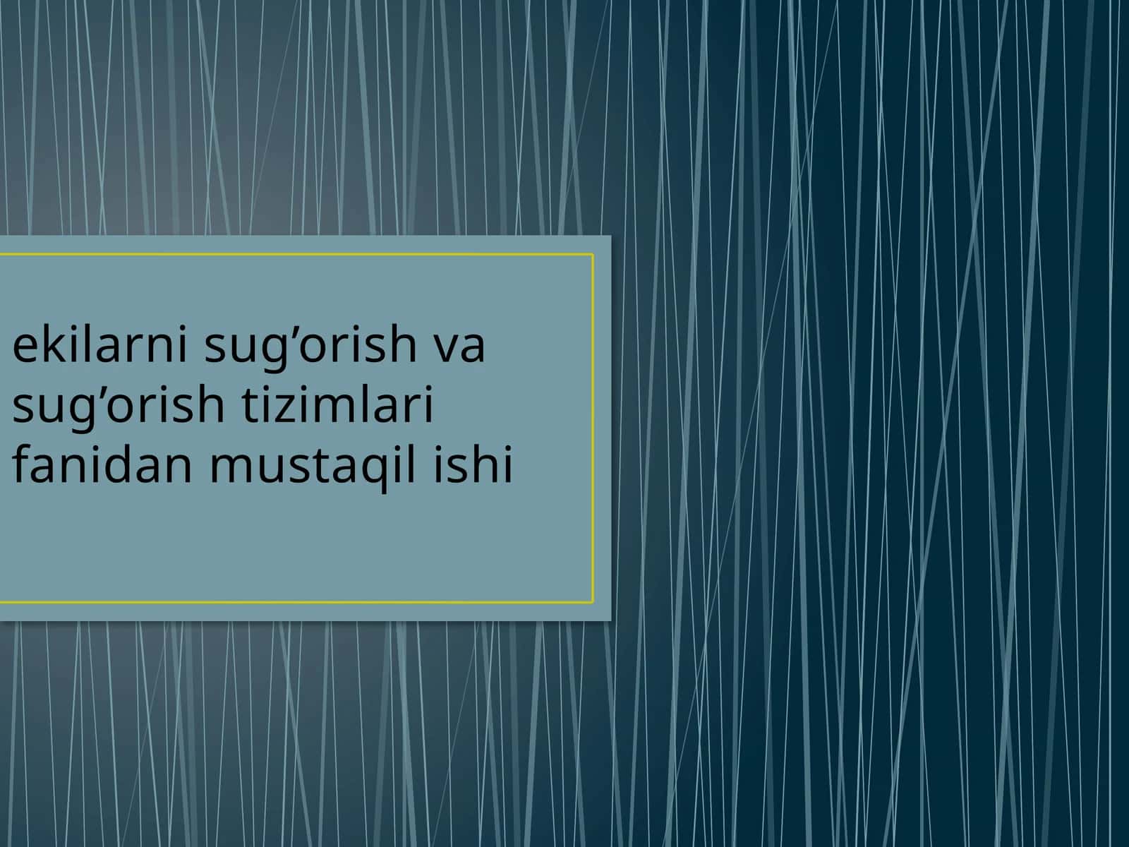 Sug’oriladigan maydonlarni tekislash