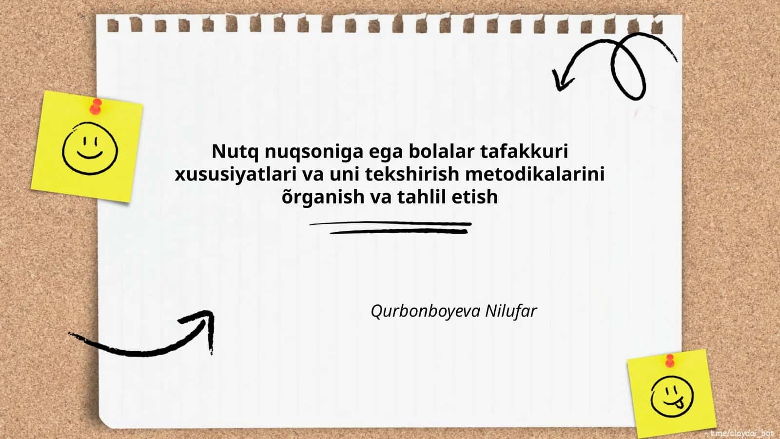 Nutq nuqsoniga ega bolalar tafakkuri xususiyatlari va uni tekshirish metodikalarini õrganish va tahlil etish