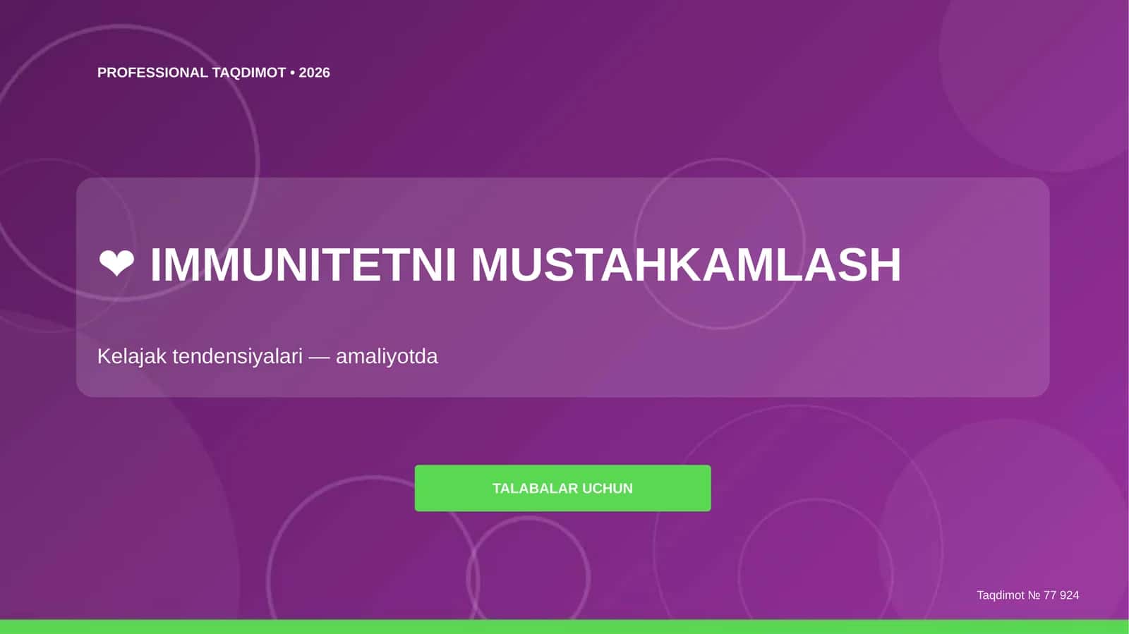 IMMUNITETNI MUSTAHKAMLASH
