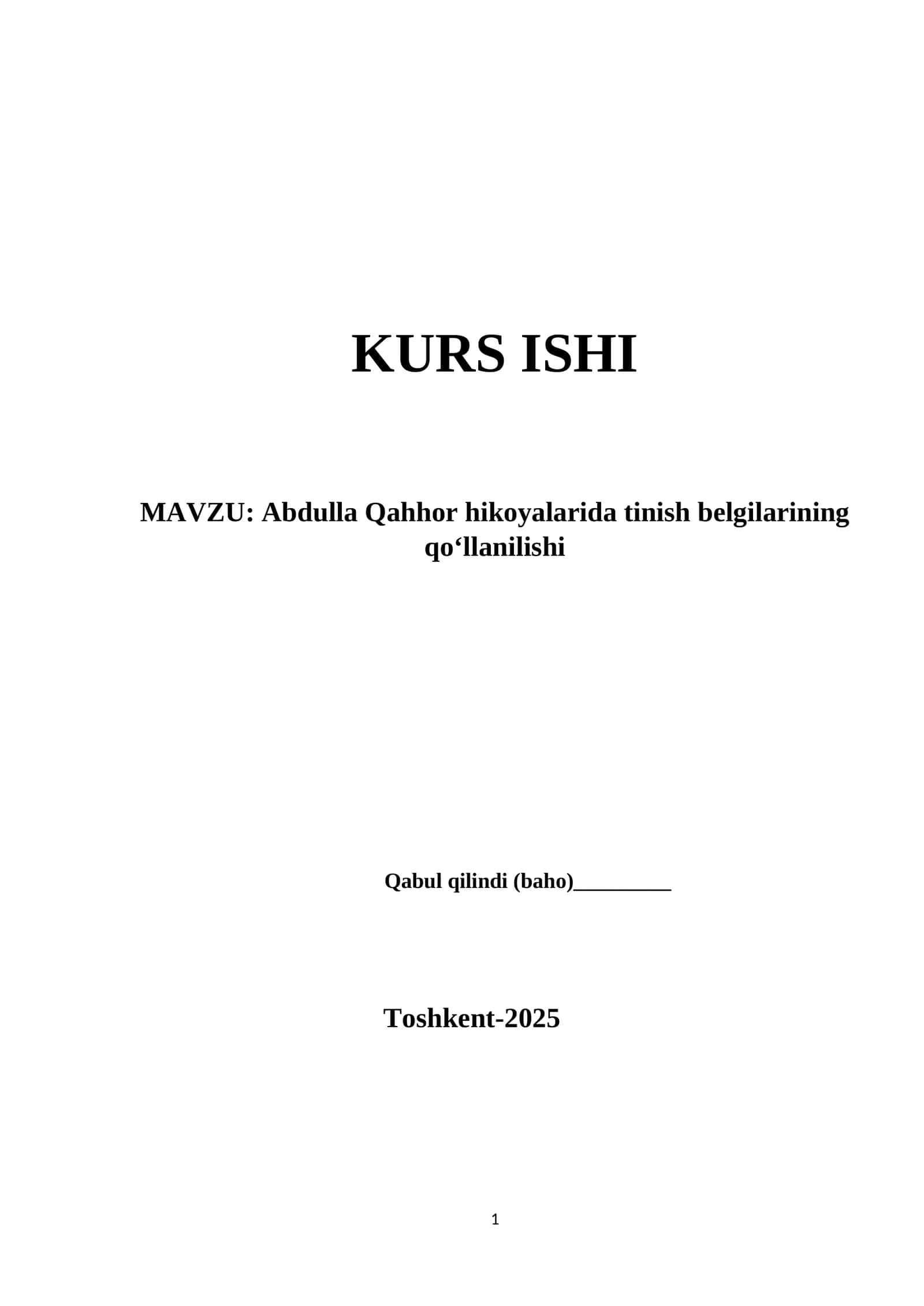 Abdulla Qahhor hikoyalarida tinish belgilarining qo‘llanilishi