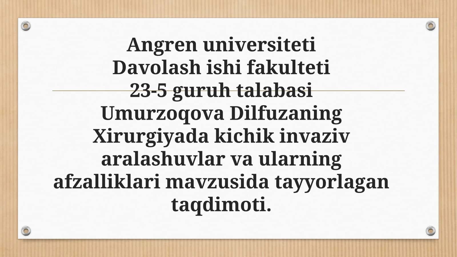 Xirurgiyadagi kichik invaziv zararlar, ularning afzalliklari