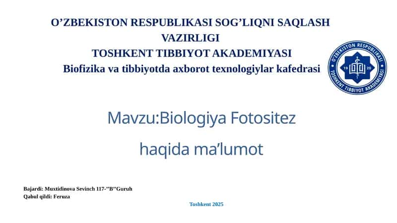 Biologiya Fotositez haqida ma’lumot