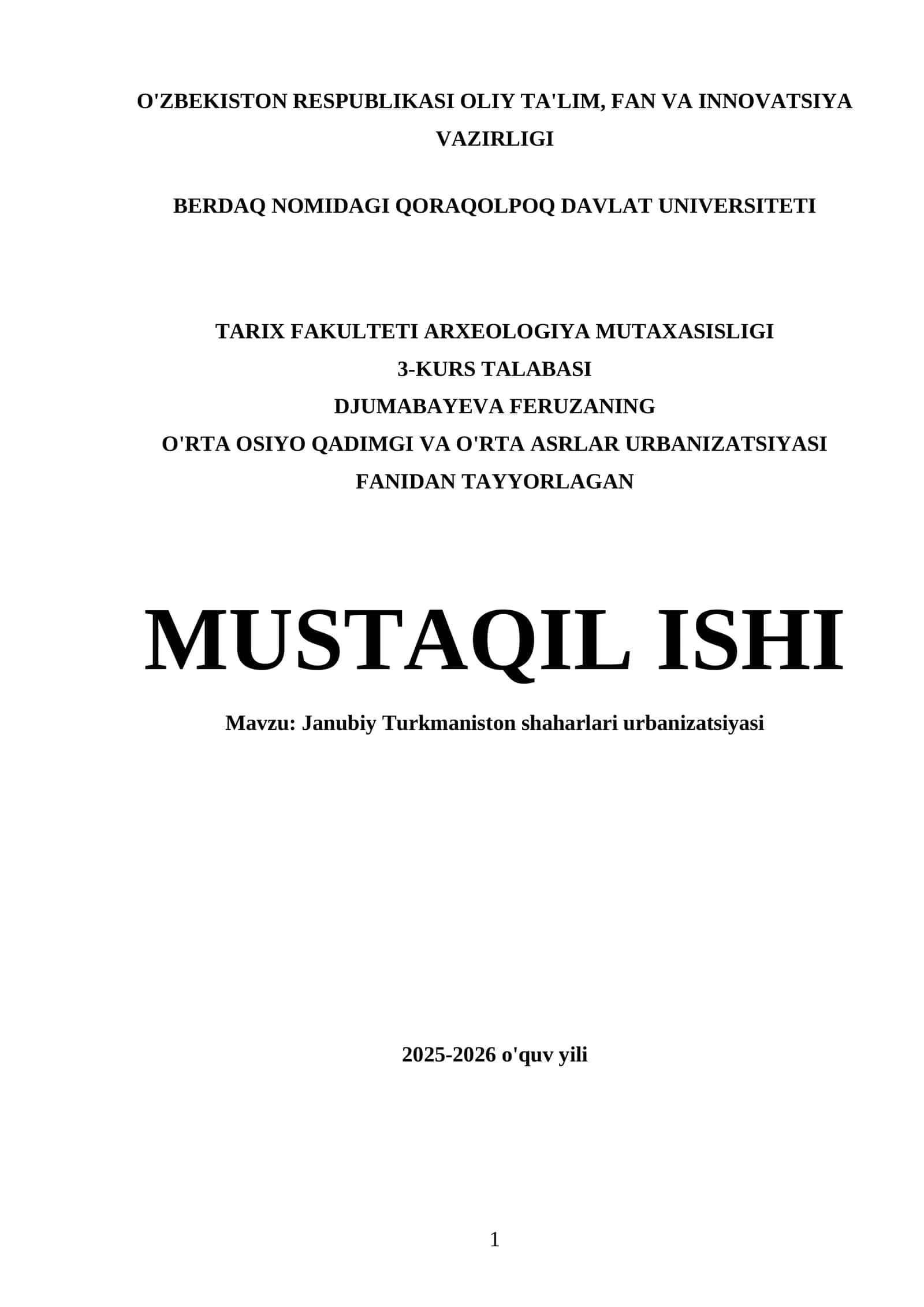 Janubiy Turkmaniston shaharlari urbanizatsiyasi