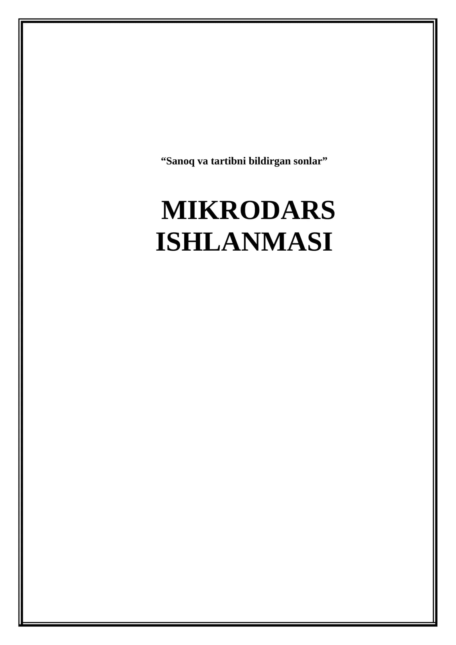 Sanoq va tartibni bildirgan sonlar
