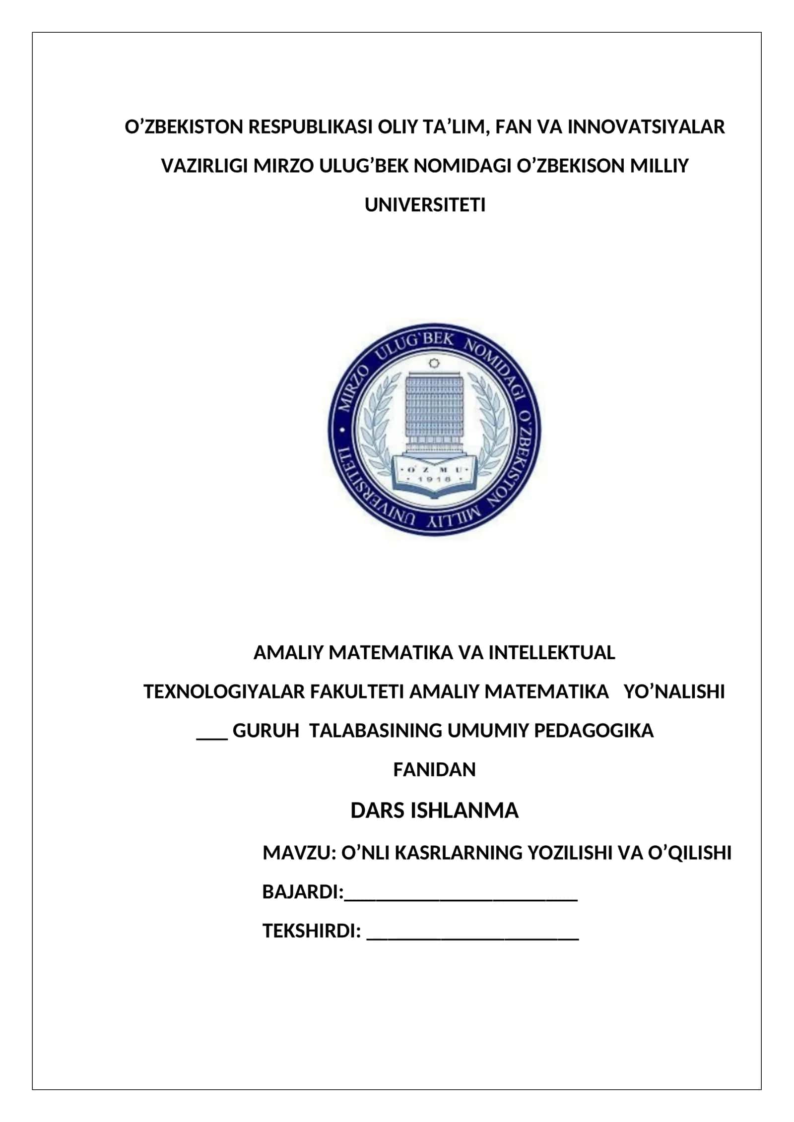 AMALIY MATEMATIKA VA INTELLEKTUAL TEXNOLOGIYALAR FAKULTETI