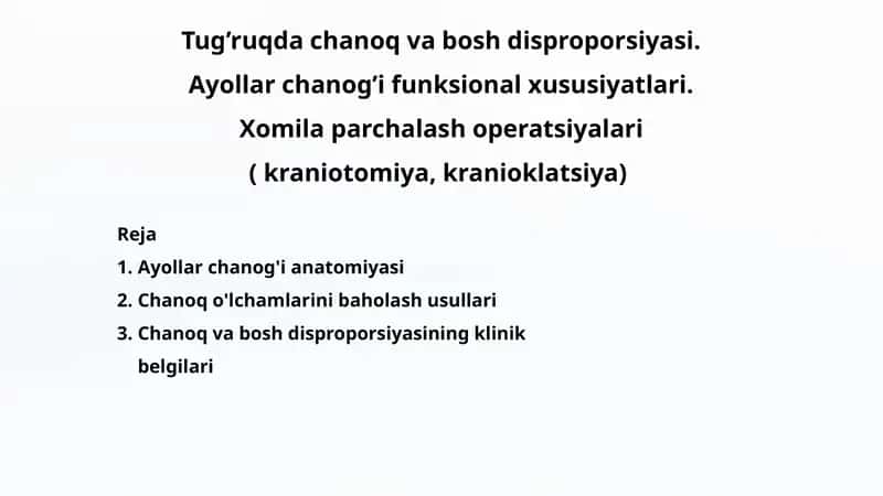 Ayollarcha nog'i bosh disproporsiyasi