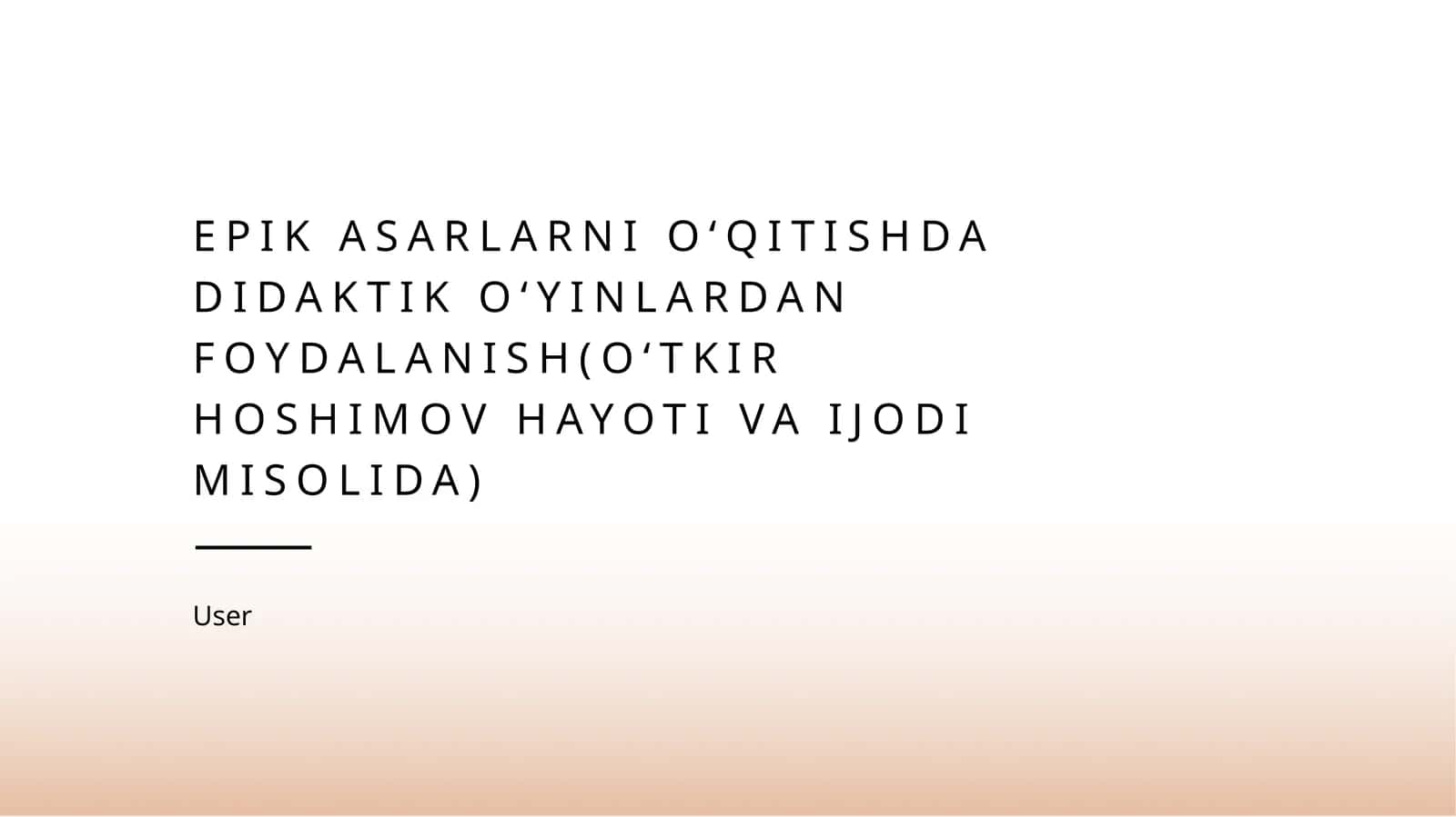 Epik asarlarni oʻqitishda didaktik oʻyinlardan foydalanish(Oʻtkir Hoshimov hayoti va ijodi misolida)